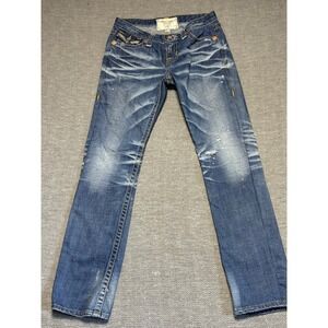 Big Star Liv Legendary Blue Jeans Women's Size 27 Distressed Whiskered Denim